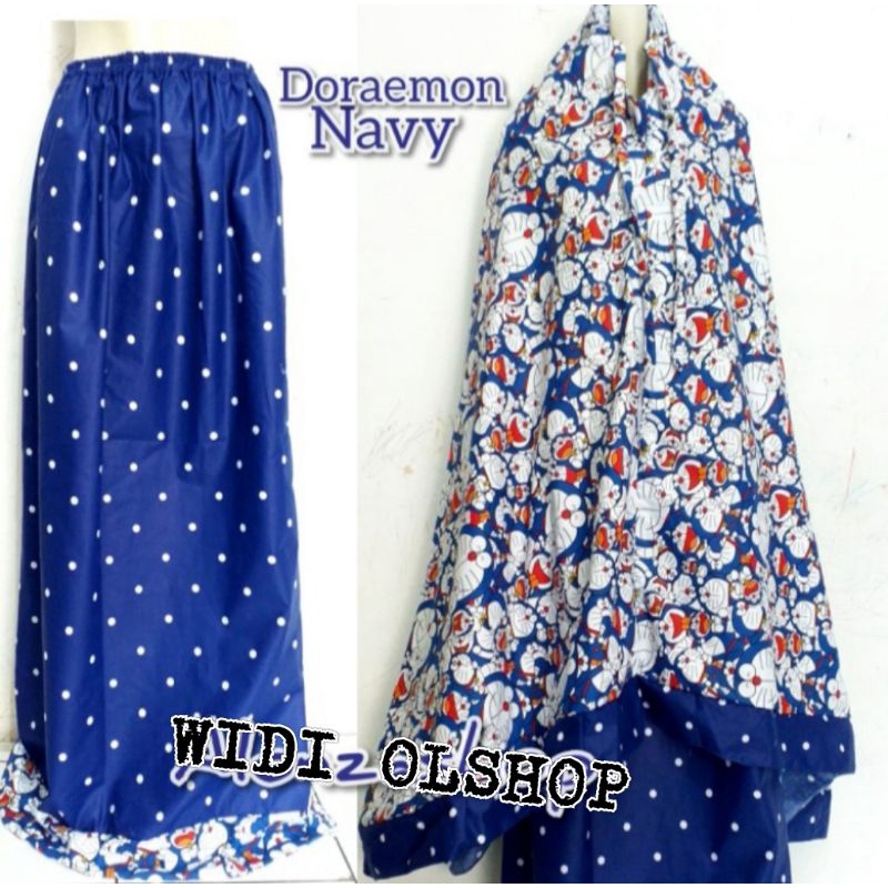 Jual Mukena dewasa/Mukena karakter bahan katun micro motif Doraemon Smile