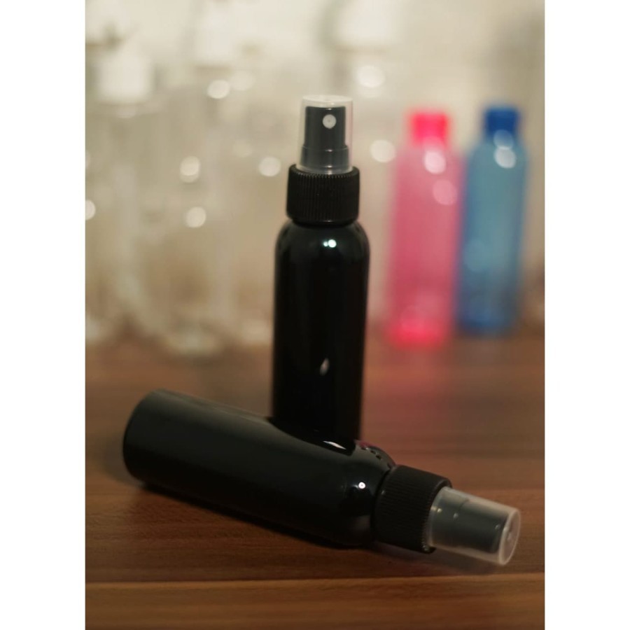 Botol Spray Hitam 100ML Bahan PET Tebal Neck 24mm - 100 Pcs