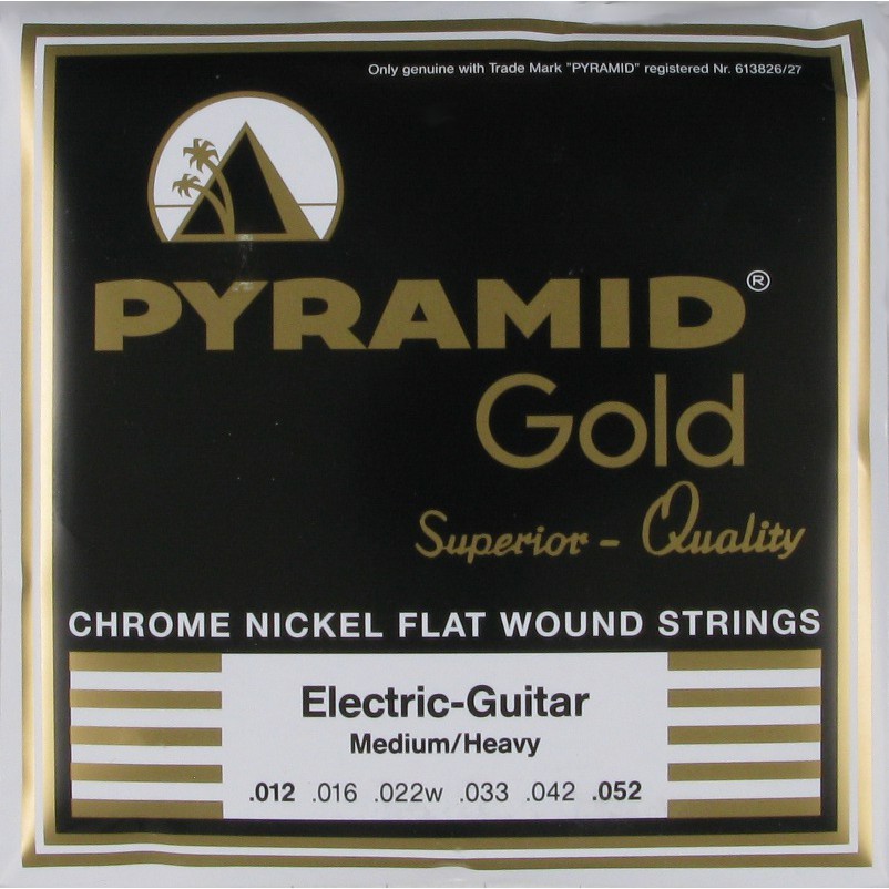 Senar Gitar Elektrik Pyramid Gold Chrome Nickel Flat Wound 12-52