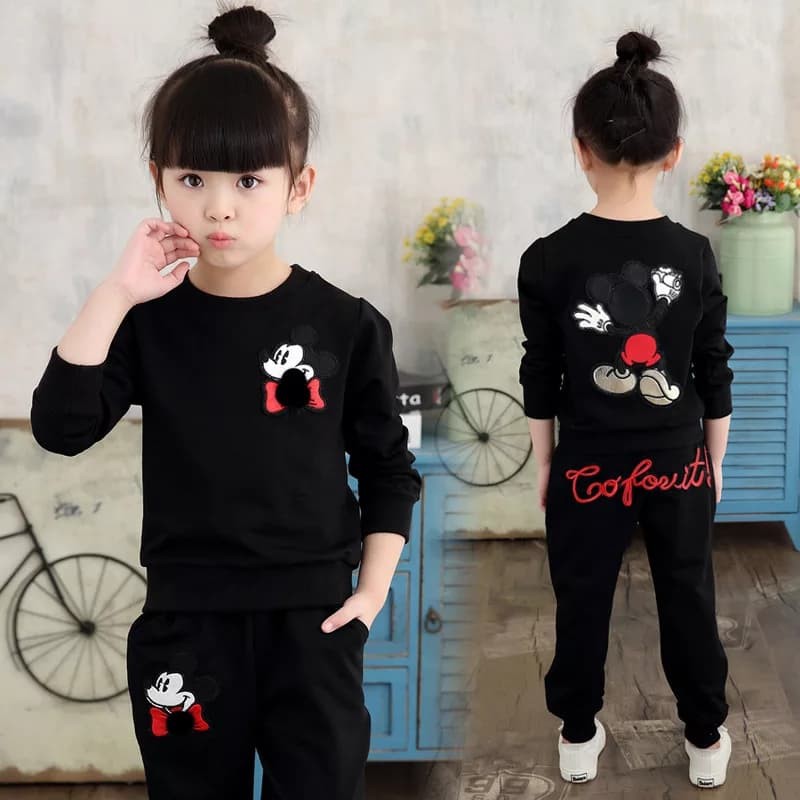 TokoMilkan - Setelan Baju Anak Perempuan MECKEY Umur 3-9 Tahun Bahan Fleece