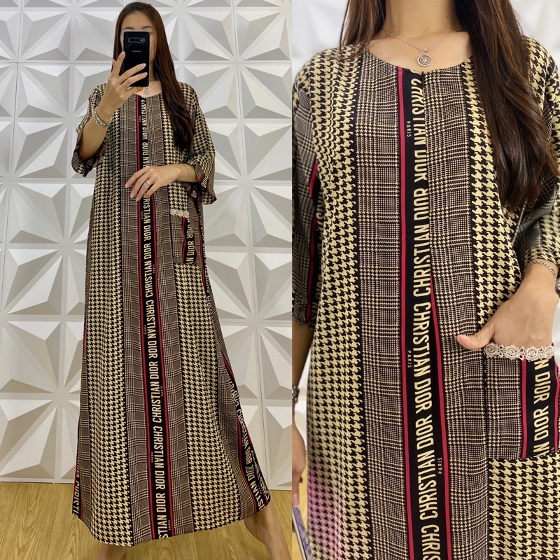 daster tangan 3/4 /tangan 7/8 / busui/panjang viral jumbo /long daster/daster 3/4 /homedress/daster semata kaki/daster gamis-Tk di,or STUT milo