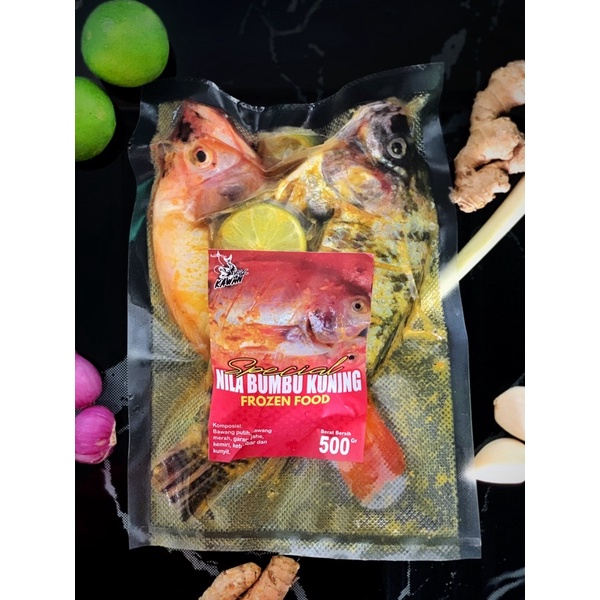 

IKAN NILA MERAH BUMBU KUNING FROZEN FOOD / 500gr isi 2-3 SIAP MASAK