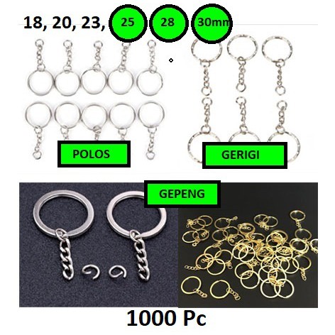 Ring Gantungan Kunci Polos, Gerigi Gepeng Rantai Uk 25 - 30mm Harga/1000pc