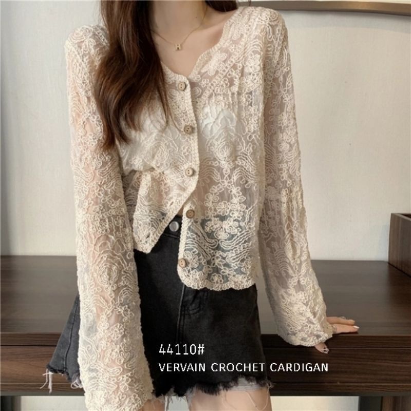 MDLV ~ 44110 VERVAIN CROCHET CARDIGAN KOREA TERBARU CARDIGAN BRUKAT CARDIGAN LACE FASHION IMPORT