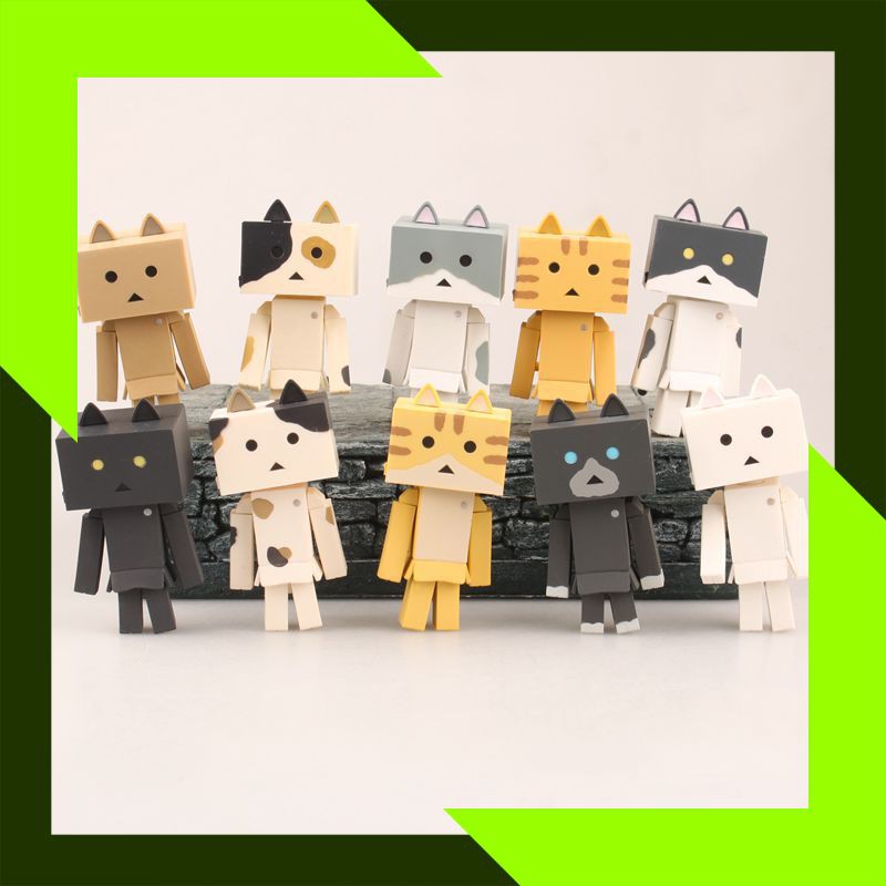 Anime Figure Import Berkualitas Huong 7 Cm 10 Pcs/set Lucu Nyan Babi Hutan Kucing Dalam Danboard Min