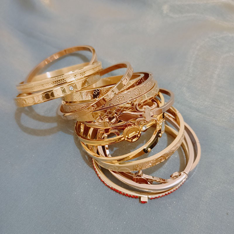（COD)gelang bangle wanita cewek fashion baja titanium rose gold tidak luntur bagus import murah