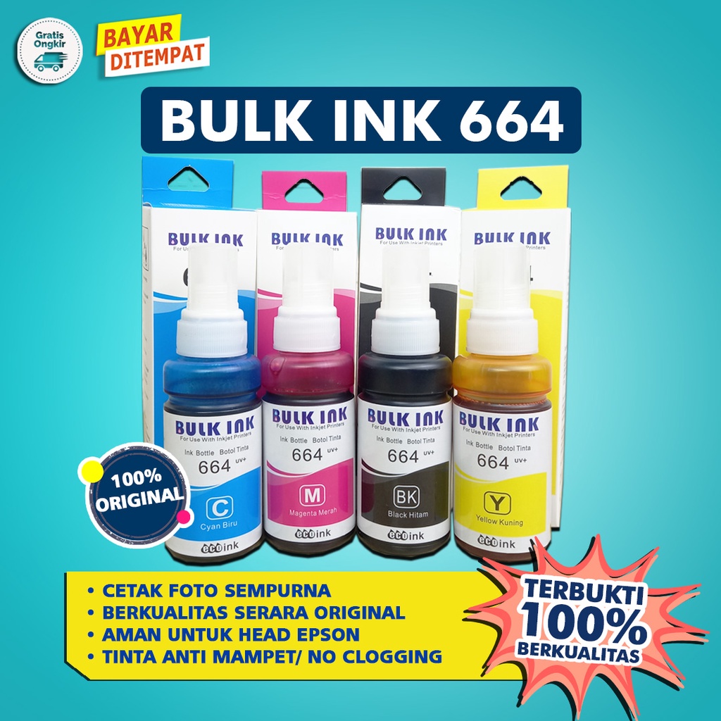 Jual Tinta Bulk Ink 664 Original Untuk Printer Epson L121 L100 L110 L120 L200 L210 L220 L300 1720