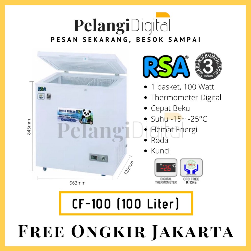 Jual RSA Chest Freezer Box Peti Pembeku Garansi Resmi 100 Liter CF