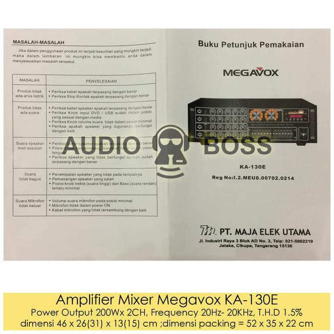 Amplifier Ampli Mixer Megavox KA-130E KA130E KA 130E
