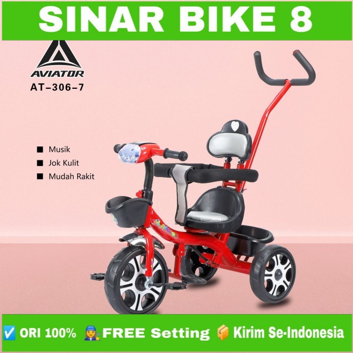 Sepeda Roda Tiga Anak Tricycle AVIATOR AT - 306 -7 Musik Tongkat