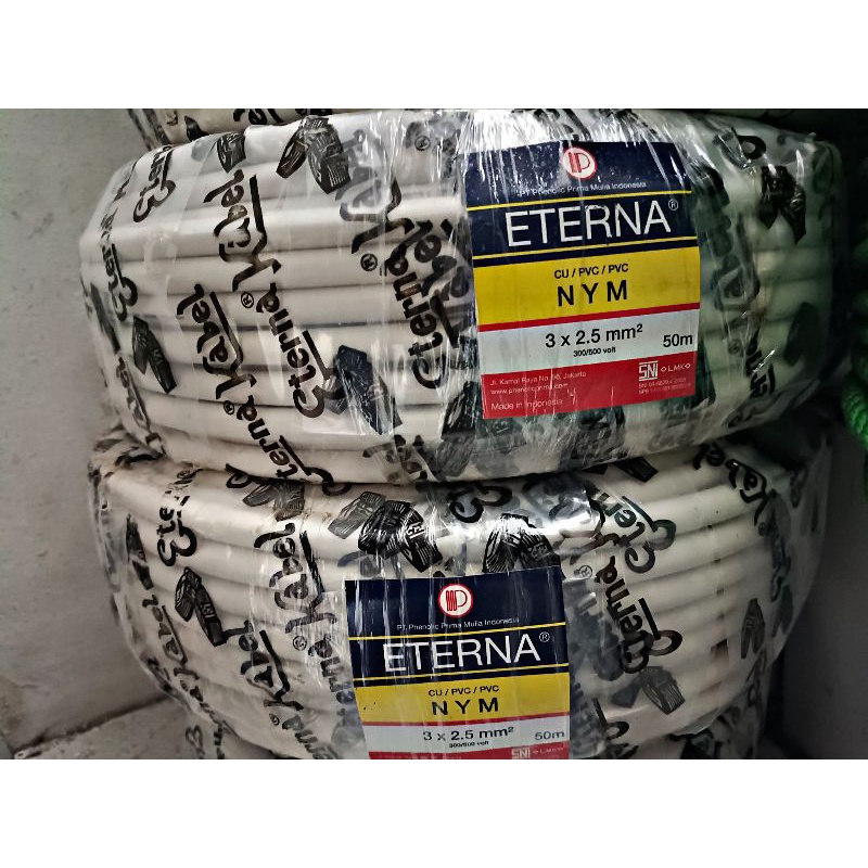 ( Harga 1 Roll )@50mtr Kabel ETERNA NYM Tembaga 3 x 2,5 Lidi asli full tembaga SNI Original Cable