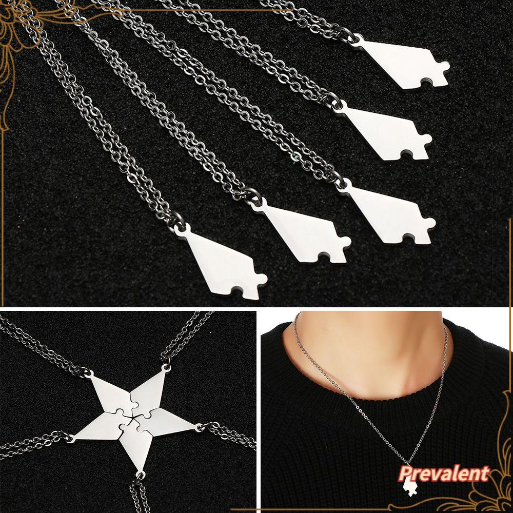 5pcs / Set Kalung Desain Puzzle Untuk Pria Dan Wanita