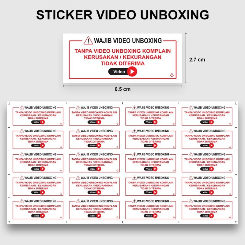 

STIKER VIDEO UNBOXING 100pcs / LABEL STICKER WAJIB VIDEO UNBOXING STIKER TEMPEL PAKET VIDEO UNBOXING RETUR