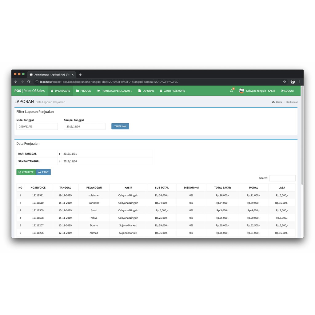 Aplikasi Web Sistem Informasi Penjualan Kasir Point Of Sales (POS) PHP MySQLi &amp; Ajax