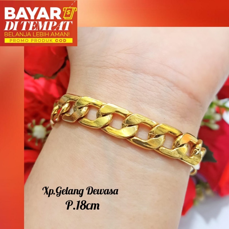 Gelang TITANIUM Rantai 24k wanita pria,emas Hongkong Tidak karat | COD