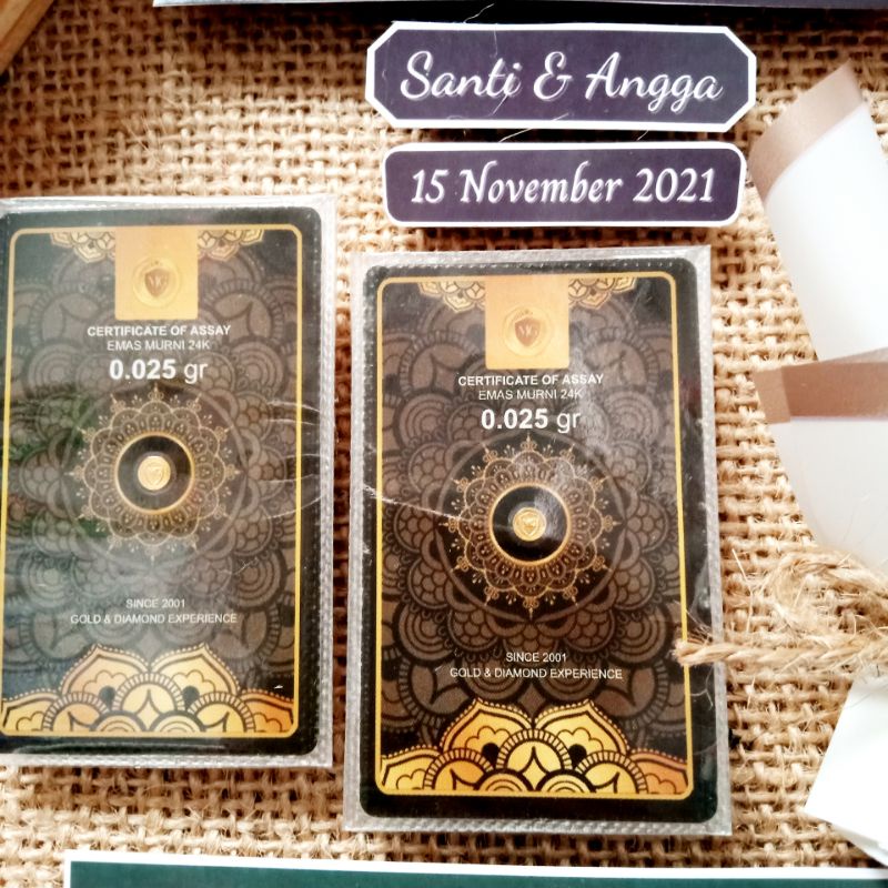 Mini Gold 0,025gr, 0,05gr, 0,1gr in Hexa Frame (Free Giftbox Rustic)| Mini Gold in Frame | Kado Pernikahan, Kado Ulang Tahun, Wisuda, Anniversary, dll. kekinian bingkai hexagonal stik es krim-2