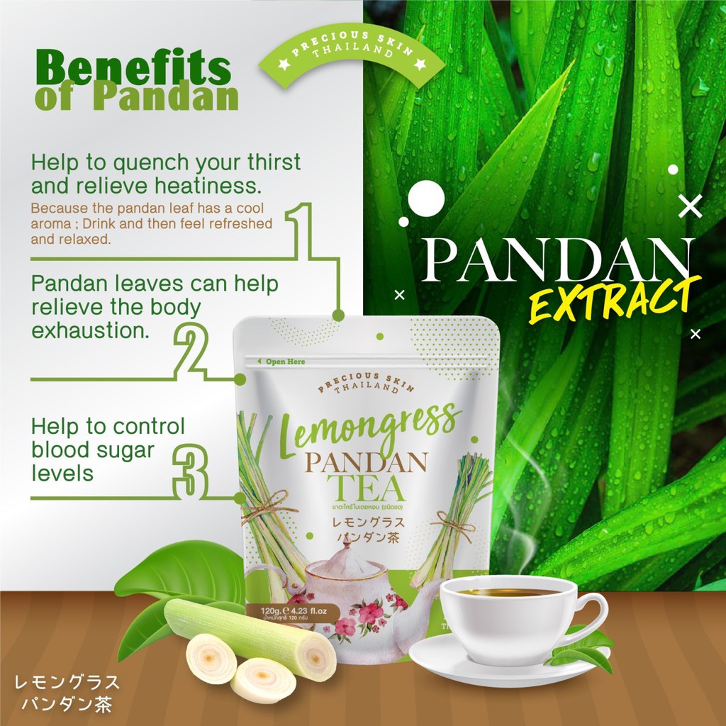 RECOMMEMDED LEMONGRESS PANDAN DETOX TEA THAILAND