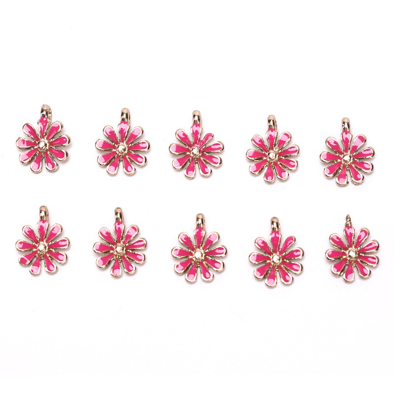 Hbid Glory 10PCS Liontin Bunga Enamel Bahan Alloy Untuk DIY Perhiasan