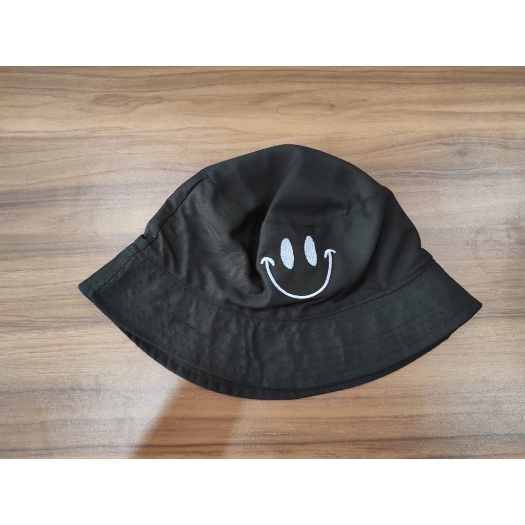 Topi Bucket Hat Korea Hitam Pria Wanita Dewasa