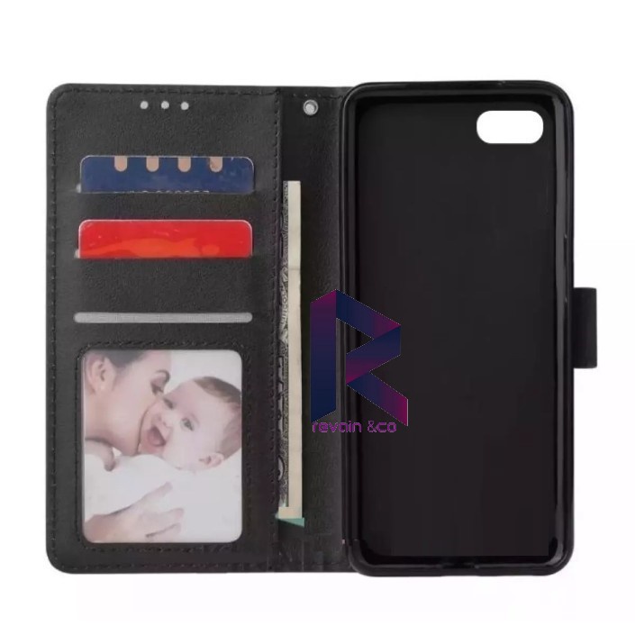 SARUNG KULIT OPPO A3S FLIP WALLET LEATHER KULIT PREMIUM SARUNG BUKA TUTUP FLIP CASE OPPO A3S