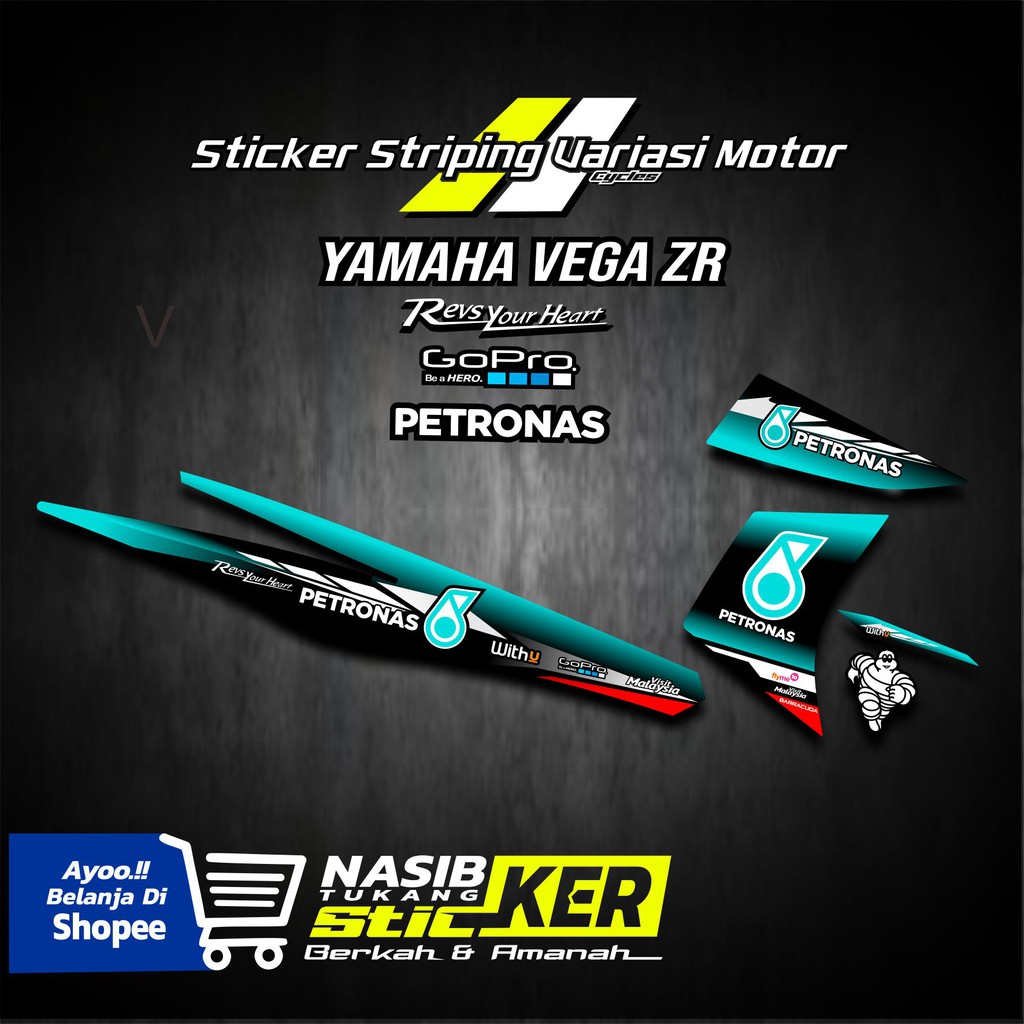 STRIPING MOTOR YAMAHA VEGA ZR VARIASI STRIPING STICKER PETRONAS GRAFIS RACING