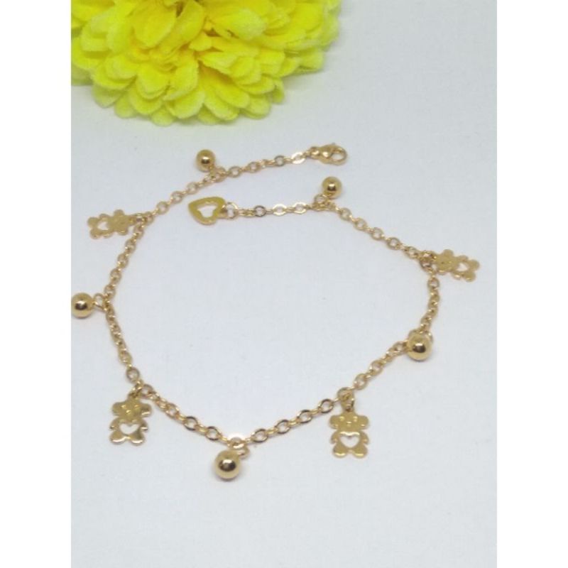 GELANG KAKI BIJI LADA KOMBINASI TITANIUM LAPIS EMAS 18k 74004.17-49.GOLD BINTANG B 25