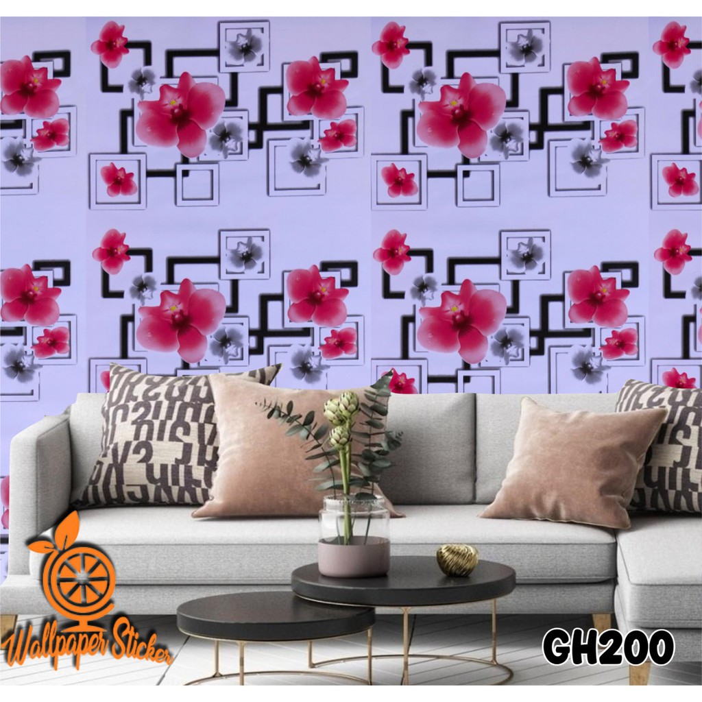 Wallpaper dinding Gh Premium Quality 45Cm X 8Mtr Shabby Chic Bunga Bunga