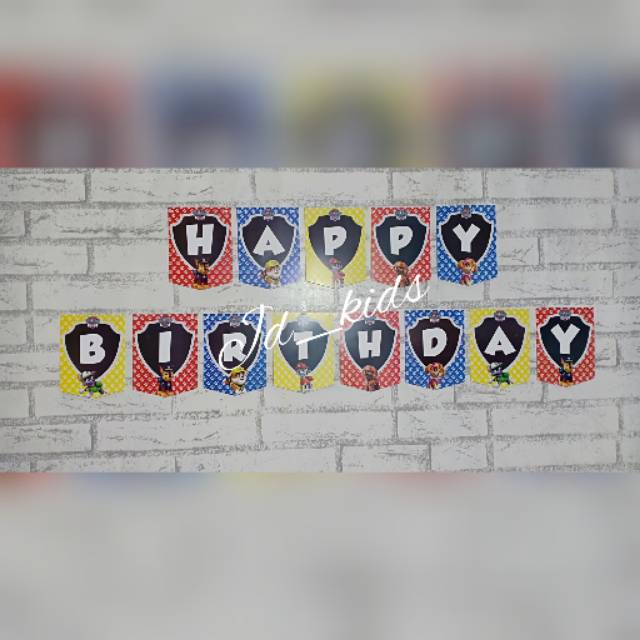 Banner Gantung Tempel Set Happy Birthday Paw Patrol