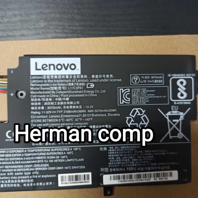 Original Baterai Lenovo 7000-13 Ideapad Miix 720 720-12IKB L17M3P61 L17L3P61