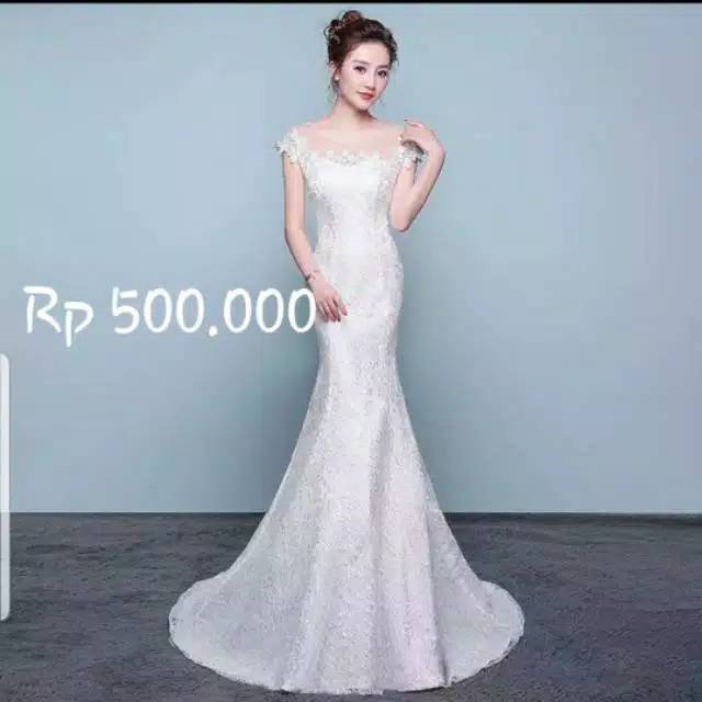 Gaun pengantin mermaid putih / gaun wedding putih