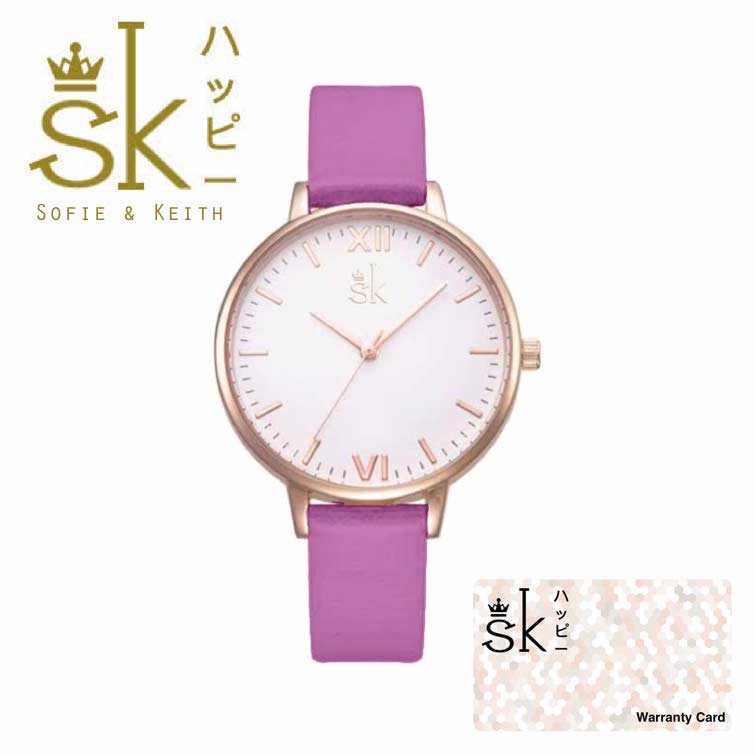 SK Stone Jam Tangan Wanita Fashion Strap Leather - Pink - SK_Stone