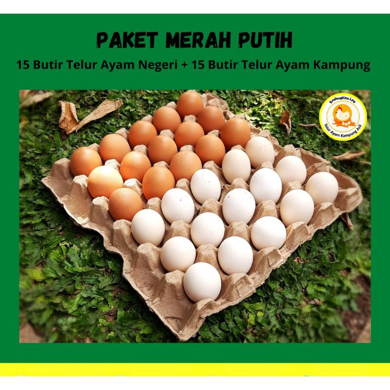 

Telur Ayam Negeri/Ras 15 Butir + Telur Ayam Kampung Asli 15 Butir