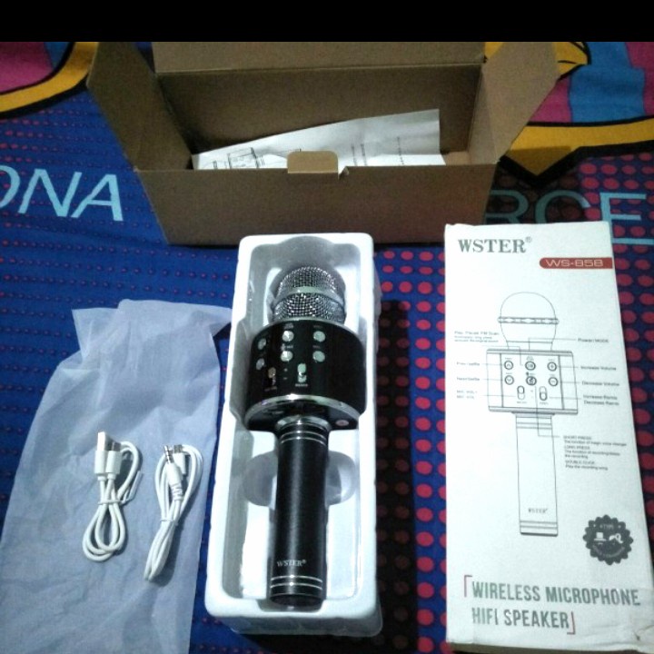 Promo Terbaik!!! Mic Karaoke Bluetooth Wiraless WSTER Ws-858 KTV Berkualitas