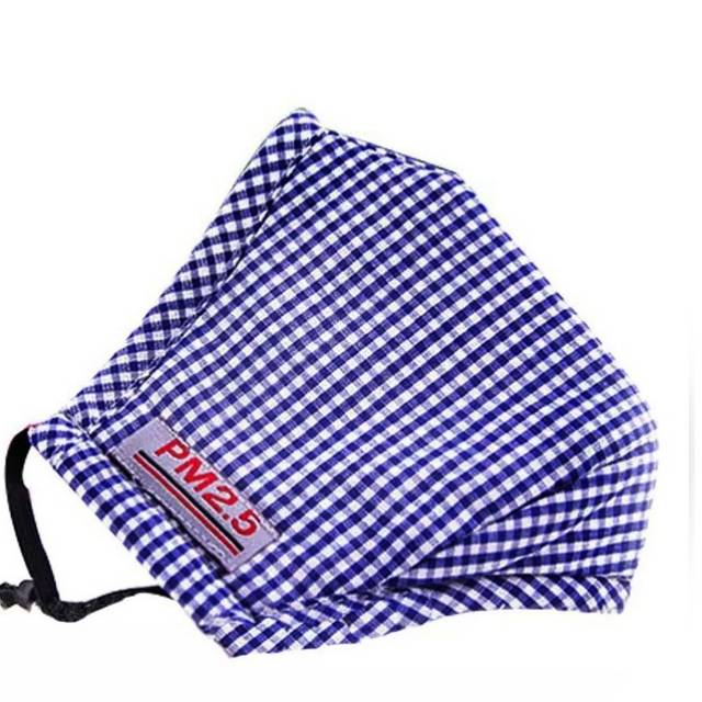 

La Floret 1 pc Masker kain non medis MC- 03 NAVY PLAIDD