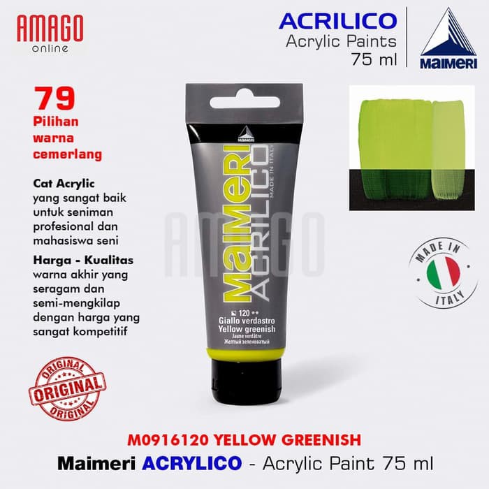 MAIMERI ACRILICO - ACRYLIC PAINT - YELLOW GREENISH - 75ML - M0916120