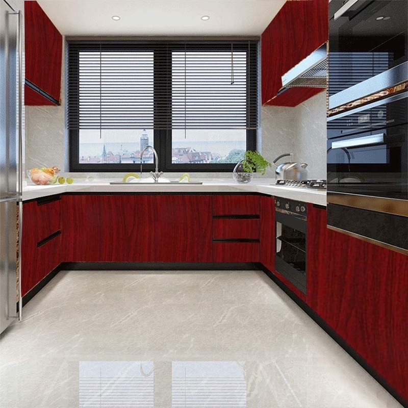 STIKER UNTUK FURNITURE LEMARI & MEJA & PERABOT & DINDING MOTIF KAYU MAROON BISA COD