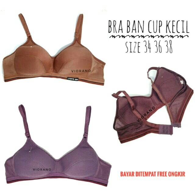 Sport Bra Abg Cewek List Cup Kecil Kait 2 Bh Ban Pelajar Remaja Tanpa Kawat Busa Tipis Size 34 36 38