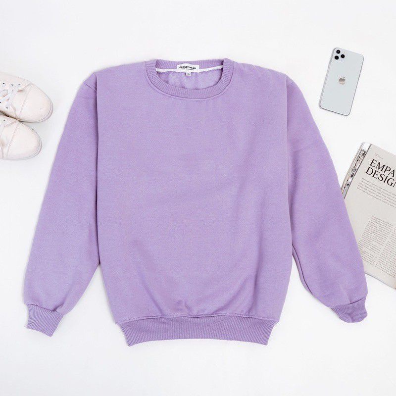 Jaket Sweater Crewneck Distro Ungu Lilac Polos Terlaris