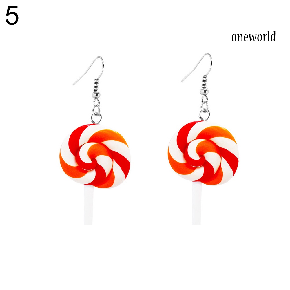 OW@ Fashion Rainbow Lollipop Candy Dangle Hook Earrings Women Jewelry Gift Party