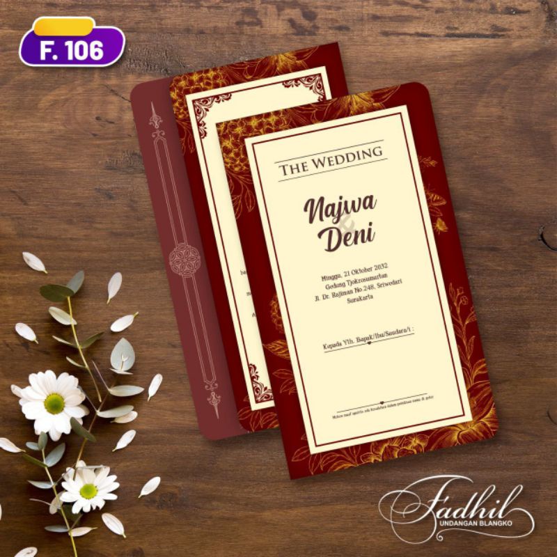 

Undangan Pernikahan Simple Elegan dan Murah Seri Fadhil 106