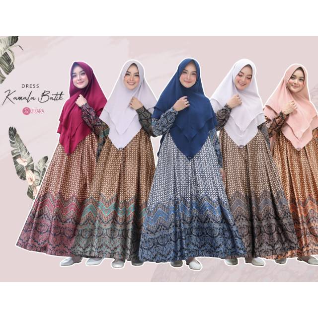 READY KAMALA BATIK DRESS BY ZIZARA GAMIS SYARI BUSUI BAHAN MAXMARA LUX