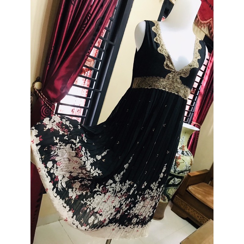 Dress Plisket bunga super adem lembut bahan lembut mekar vintage kawai korean premium dres