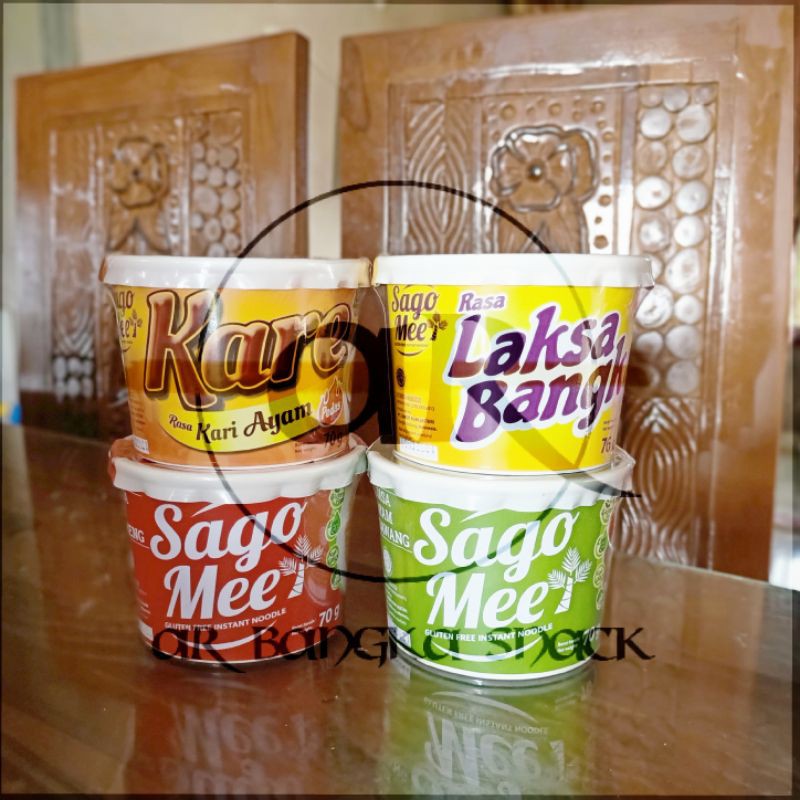 

Mie Bangka Sago mee 6 Cup (3 mie goreng/ayam bawang/kari & 3 Laksa Bangka)