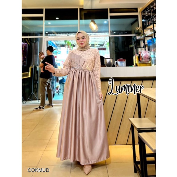 LUMINER Gaun pesta muslimah