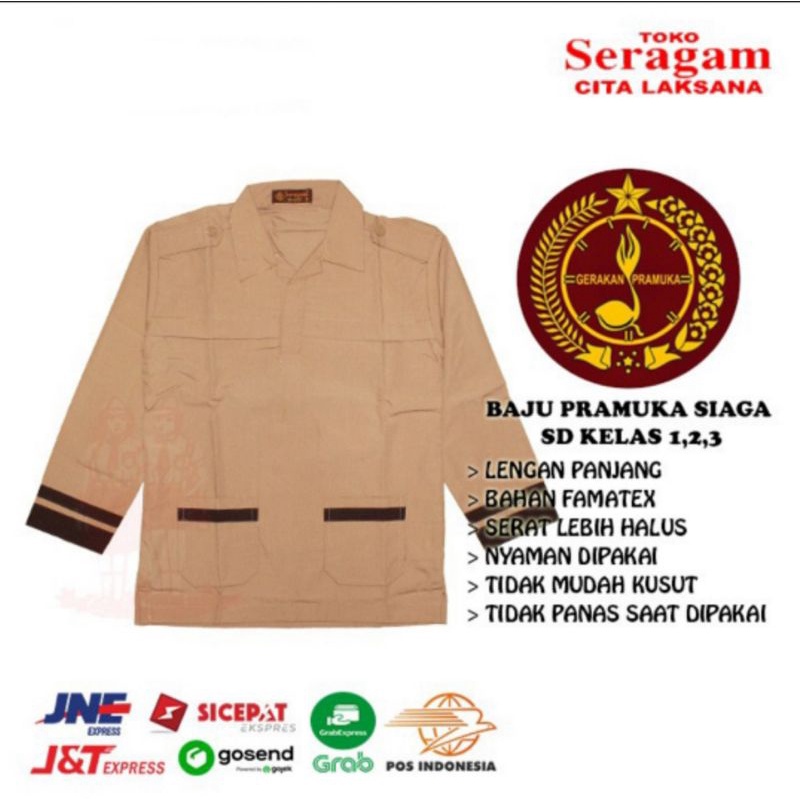 Baju Seragam Pramuka Siaga Lengan Panjang SD Kelas 1 2 3