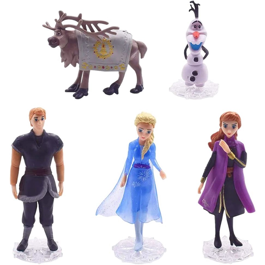 Disney 5pcs / set Mainan Action Figure Princess Elsa Anna Frozen Bahan PVC Untuk Hiasan Kue