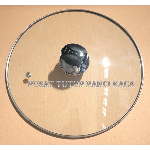 TUTUP PANCI KACA TANPA KAKI, DIA. +/- 17.2 CM + KNOP OVAL GARIS