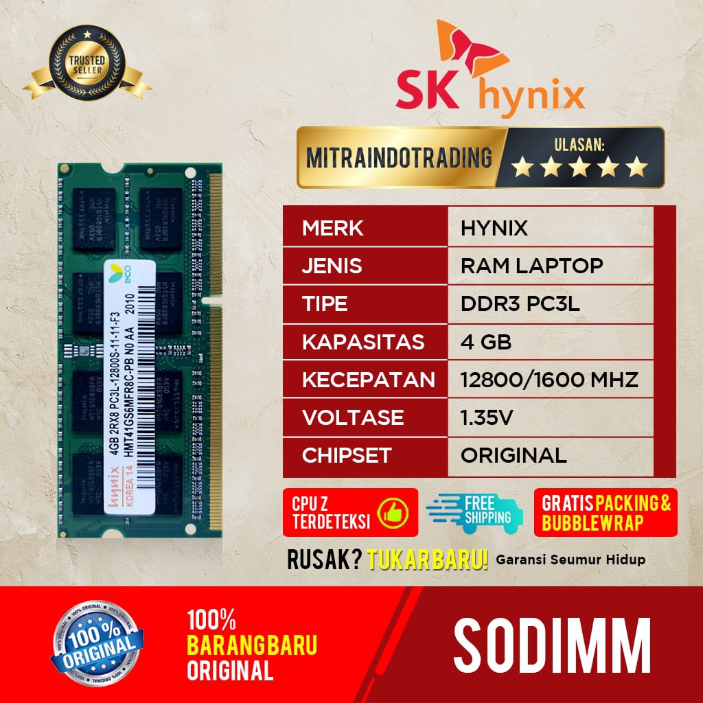 RAM HYNIX SODIMM DDR3L 4GB PC 12800