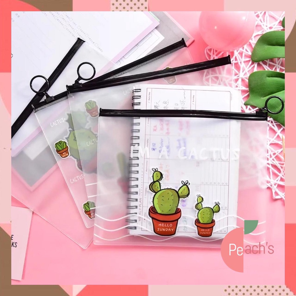 

PEACH - Tempat Pensil Transparan Motif Kaktus Pouch Penyimpanan Alat Tulis Import S645