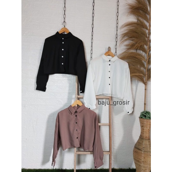 blouse Kinan crop/kemeja crop wanita/Atasan crop lengan panjang